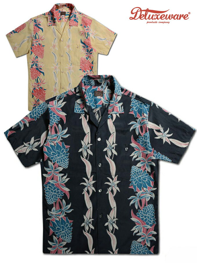 DELUXE WARE（デラックスウェア）ALOHA SHIRT "TORCH GINGER" / AL-11 / Col. BLACK&SUNSHINE.YELLOW / Made.In.Japan