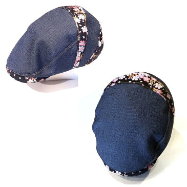 契り CHIGIRI 桜金襴 切り替え ハンチングキャップ CHS41-594 Blue/Stripe 日本製 Made in Japan 泥棒日記 かばん 帽子 小物 企画に携わった*送料無料 ギフト♪