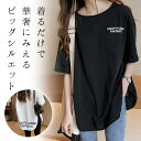 [メール便送料無料] ロゴTシャツ 黒 白 シンプル 定番 Tシャツ 半袖 ロゴ Tシャツ レディース Tシャツワンピース トップス 女性用 半袖Tシャツ カットソー カジュアル ロゴ ロング丈 ロングT ゆる ゆったり ビッグシルエット [s2]