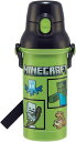 マインクラフト 抗菌 食洗機対応 直飲みプラワンタッチボトル 480ml マイクラ Minecraft 水筒 スケーター