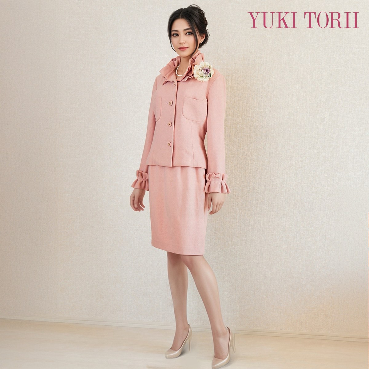 Rakuten - 【中古】【 YUKI TORII / ピンク 】 ユキトリイ セレモニー レディース レディーススーツ フォーマル 礼服 卒業式 結婚式 レディースフォーマル レディース オールシーズン 9 号 セレモニースーツ スカートスーツ セットアップ ママスーツ 入園式 卒園式 冠婚葬祭 学校行事