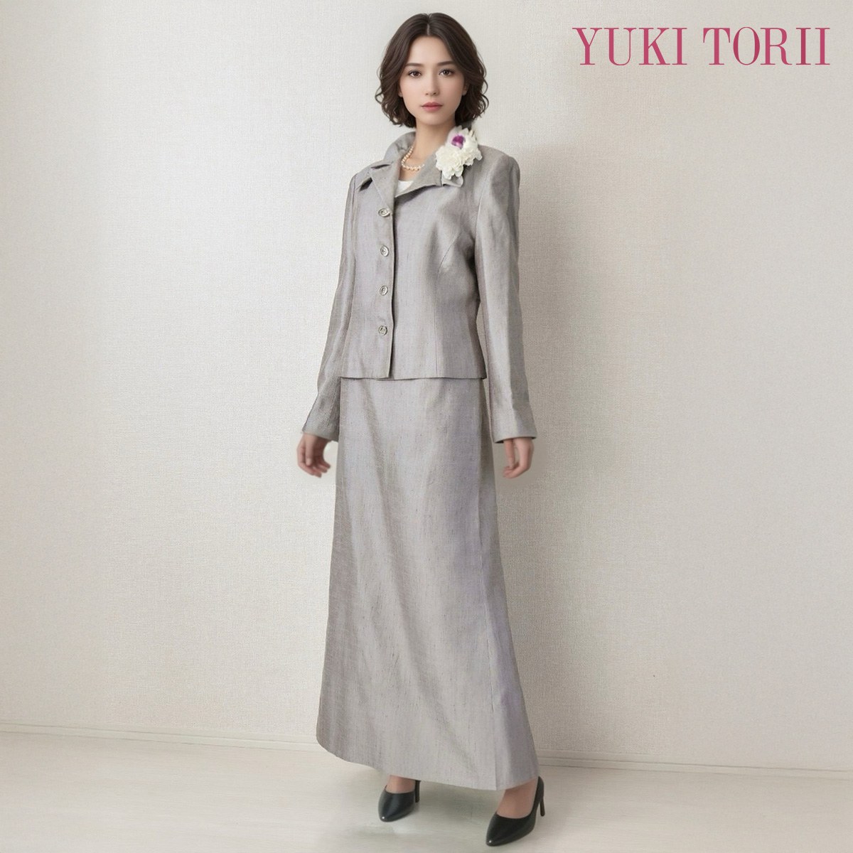 【中古】【 PARISSIMA YUKI TORII / グレー 】 パリシマ ユキトリイ セレモニー レディース ジャケット スカート レディーススーツ フ..