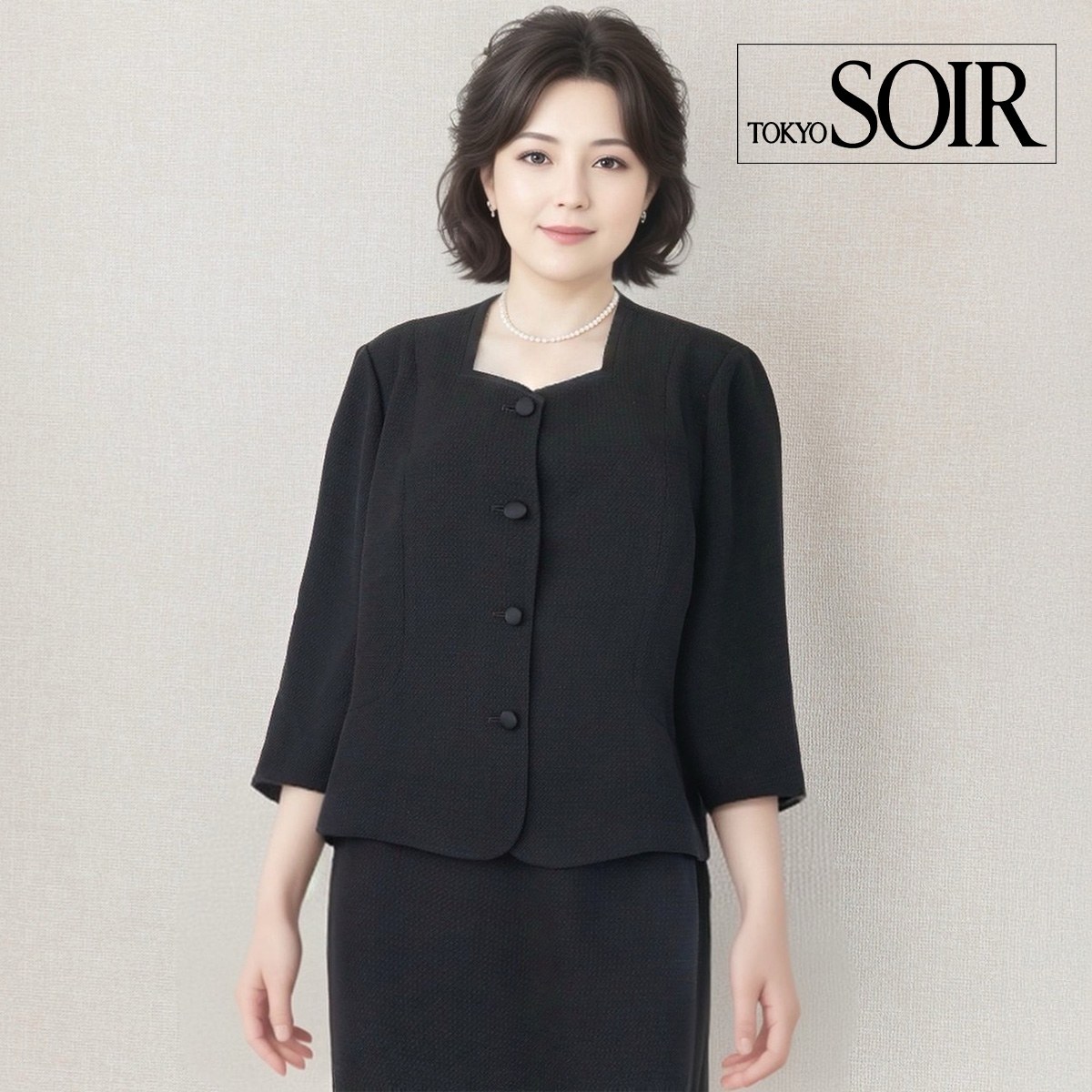 Rakuten - 【中古】【 LUNE SOIR / ブラック 】 東京ソワール 喪服 レディース レディーススーツ 19 号 フォーマルドレス フォーマル 喪服 礼服 女性用 オールシーズン フォーマルウェア レディース 高級喪服礼服 日本ブランド 喪服 夏 フォーマルスーツ 法事 法要 告別式 弔事用 上品