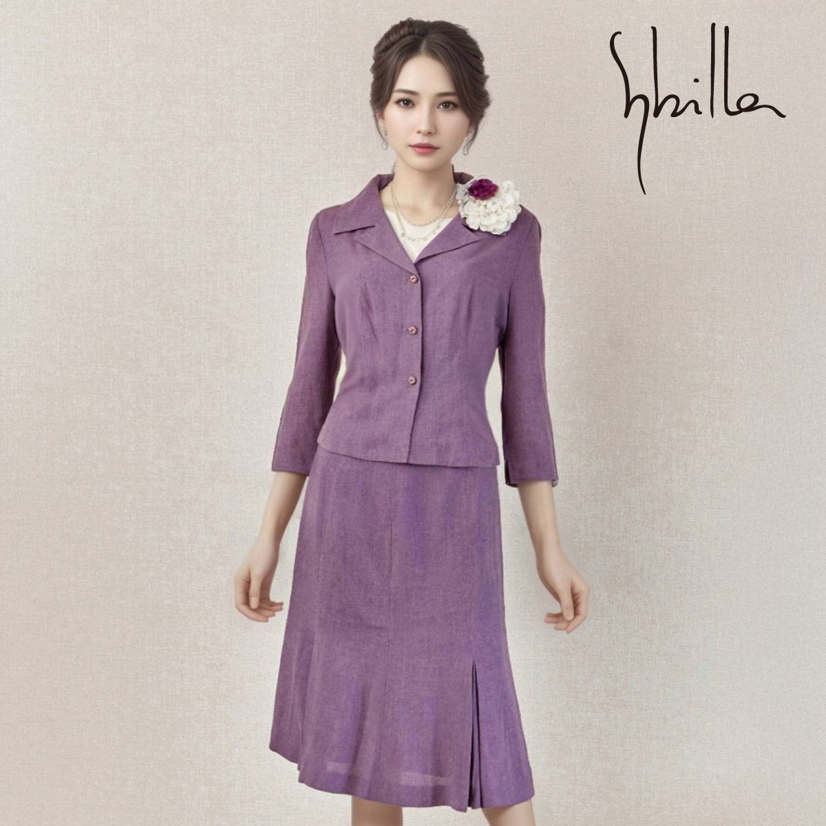 Rakuten - 【中古】【 Sybilla / パープル 】 シビラ セレモニー レディース レディーススーツ フォーマル 礼服 卒業式 結婚式 レディースフォーマル レディース オールシーズン Mサイズ セレモニースーツ スカートスーツ セットアップ ママスーツ 入園式 卒園式 冠婚葬祭 学校行事