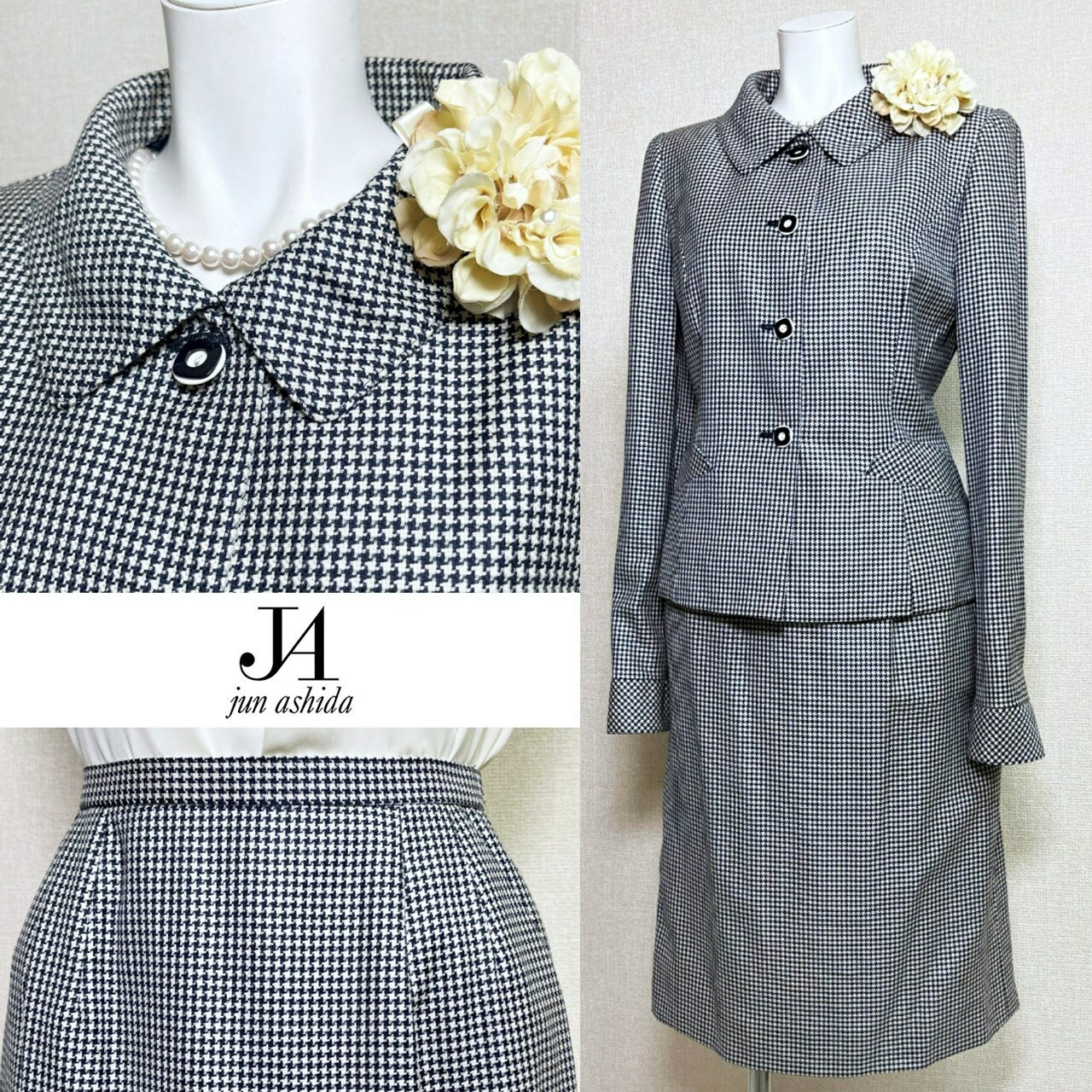 Rakuten - 【中古】【 Jun ashida / ブラック 】 ジュン アシダ セレモニー レディース レディーススーツ フォーマル 礼服 卒業式 結婚式 レディースフォーマル レディース オールシーズン 7 号 セレモニースーツ スカートスーツ セットアップ ママスーツ 入園式 卒園式 冠婚葬祭