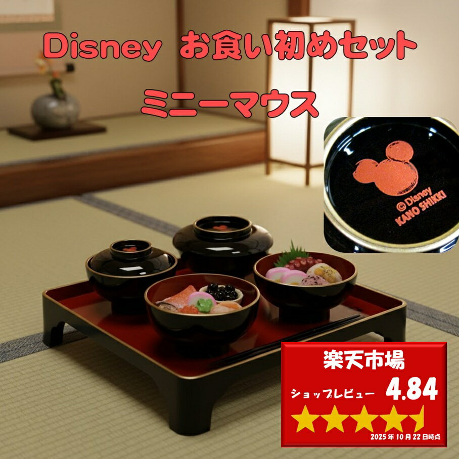 【送料無料】 ディズニー お食い初めセット (ミニーマウス黒) 出産祝 贈り物 GIFT 百日祝い おくいそめ お食い初め膳 / のし包装 メッセージカード無料
