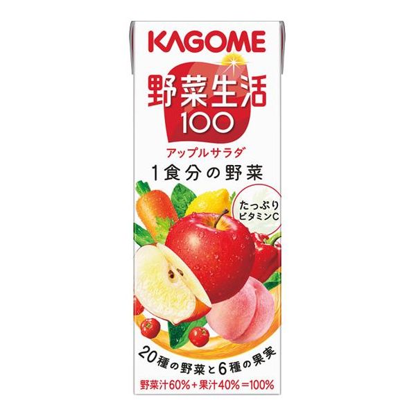 【送料無料 送料込※沖縄・離島除く】カゴメ　野菜生活100　アップルサラダ（24本） 7919【のし包装メッセージカード不可 保存食 非常食 おかず 非常用 災害 食品 防災 飲料 ケース ジュース ケース買い】