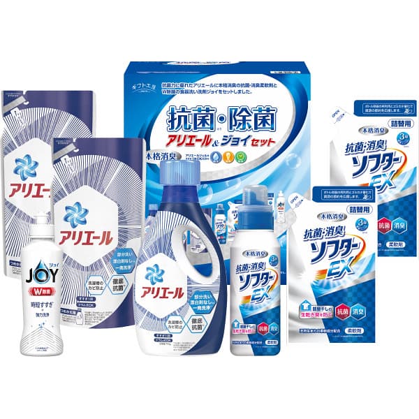 10/10限定 抽選で100%ポイントバック 【内祝い 洗剤 セット 送料無料 送料込※沖縄 離島除く】 ギフト工房 抗菌除菌・アリエール＆ジョイセット SAJ-40G 出産 初盆 お歳暮 初節句 お返し 出産内祝い 香典返し 出産祝い ギフト 結婚内祝い 結婚祝いのサムネイル