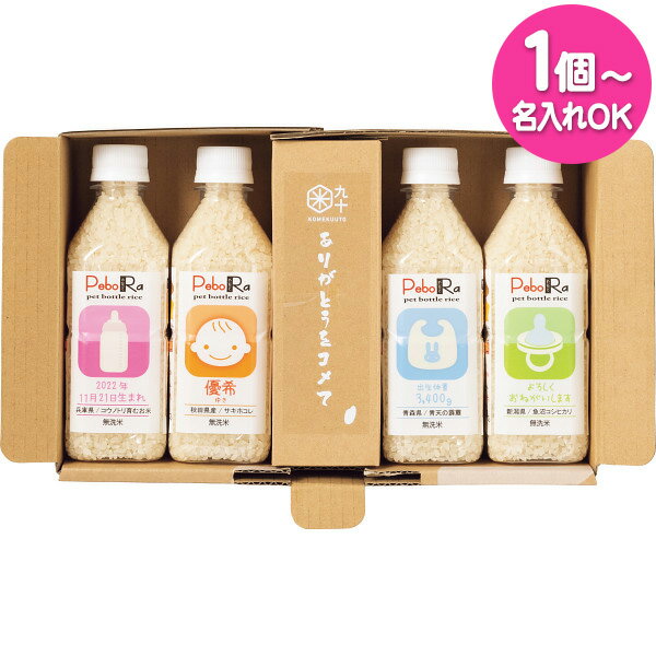 出産内祝い ギフト 米 送料無料 メーカー直送 名入れ1個より可 赤ちゃんぺボラ 4本セット お名入れ 納期約10~12日(土日祝日除く) 食品 出産祝い 結婚内祝い 快気内祝い 結婚祝い 快気祝い 入学祝い 入学内祝い 入園内祝い 香典返し 暑中見舞い 初節句のサムネイル