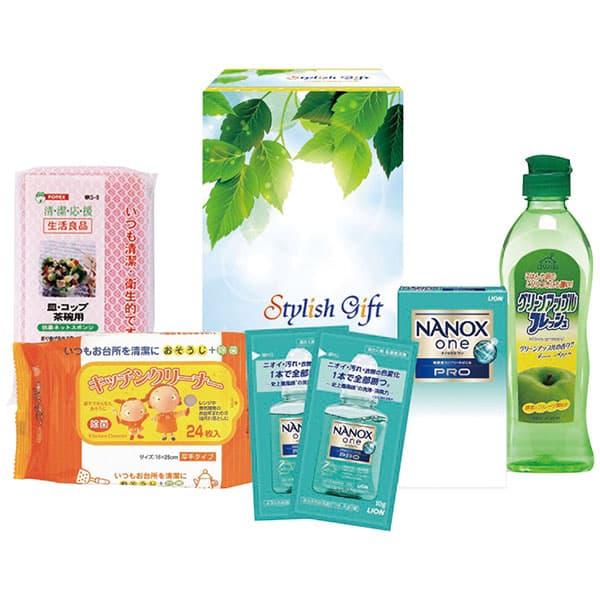 内祝い 洗剤ギフト スタイリッシュギフト iKG-A5 お返し ギフト 除菌 雑貨 快気祝い 快気内祝い お祝い 出産内祝い 結婚内祝い 香典返し お供え のし包装 メッセージカード無料 aikuru-10411439 ギフト工房 愛来-内祝・引出物通販 パッケージ画像