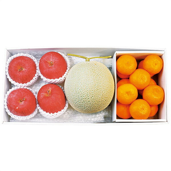 お歳暮 フルーツ 送料無料 メーカー直送 九州産 マスクメロン＆長野県産 サンフジ4玉＆和歌山県産 有田..