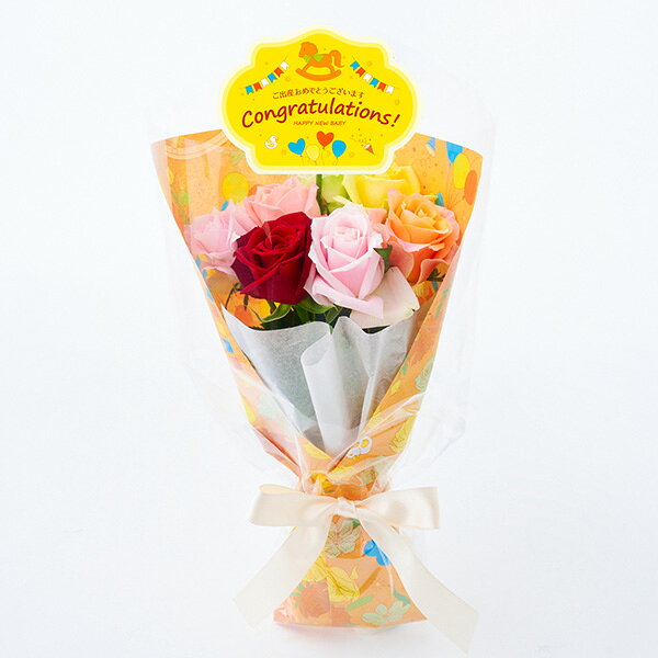 Orchid - 花束 出産祝い専用 ホシファーム ベイビーローズニコ カラフル 8本 FMU-04F 送料無料 メーカー直送 代引き後払い対応不可品 お祝い 出産祝い 出産 ベビー 赤ちゃん プレゼント 贈りもの 贈り物 贈答品