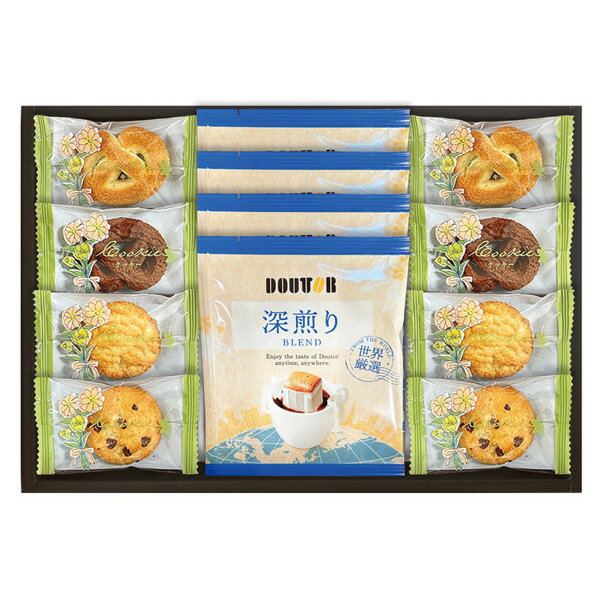 商品内容 ●セット内容／セット内容/ドトールドリップコーヒー(7g)×4、クッキー(ミルク・メープル・チョコチップ・ショコラ)×各2●箱サイズ／19×28×3.8cm●賞味期間／常温4ヶ月●アレルゲン／卵・乳・小麦●アレルゲンその他／大豆※お取り寄せの場合、お届けまでに数日掛かる事がございます。 ドトールコーヒーのこだわり「直火焙煎」ならではの香りとコクが楽しめる深煎りブレンドと4種類のクッキーの詰合せ商品内容・デザイン・価格等変更になる場合がございます。 あらゆるギフトシーンにどうぞ内祝い お返し 出産 出産内祝い 結婚 結婚内祝い 御礼 快気祝い 快気内祝い 御見舞御礼 全快祝い お祝い 結婚式 引き出物 結婚祝い 結婚内祝い 引越しご挨拶 父の日 母の日 敬老の日 入学内祝い 入園内祝い 成人式 初節句 新築内祝い 粗品 記念品 二次会 景品 周年記念 コンペ景品 プレゼント 誕生日 お中元 残暑見舞い お歳暮 御年賀 贈答品 総合通販 一周忌 三回忌 法事引出物 香典返し 初盆 志 回忌法要 還暦御祝い 開店お祝い 退職 卒業記念品 お餞別 心ばかり 大量注文可 内祝 御返し 出産内祝 結婚内祝 お礼 快気祝 快気内祝 全快祝 御祝い 御祝 結婚式 引出物 結婚祝 御結婚お祝い 御結婚御祝 結婚御祝 結婚内祝 引越挨拶 引越御挨拶 挨拶 御挨拶 ごあいさつ ご挨拶 入学内祝 入園内祝 新築内祝 周年記念 ギフト 誕生日 中元 御中元 残暑見舞 残暑御見舞 歳暮 年賀 お年賀 法事 法要 法事引き出物 香典 還暦祝 還暦御祝 還暦お祝い 開店祝 開店御祝 開店御祝い 開店祝い 出産祝い 餞別 メッセージカード無料
