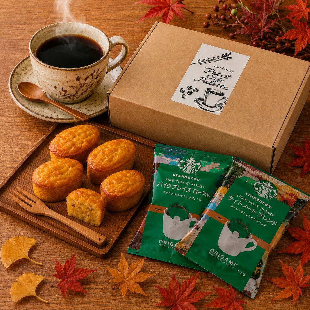 スターバックス コーヒー＆こがね芋 ギフト プチカフェパレット 和 ドリップ2袋・焼菓子5個 当店オリジナルセット スタバ 内祝い お返し お礼 ご挨拶