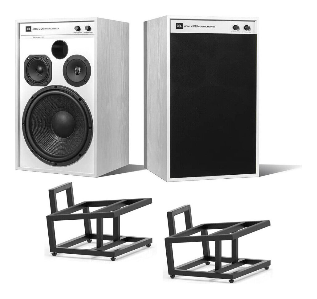 【送料込】 【限定モデル】JBL 4312G WHT(ペア) + JS150BLK(専用スタンド) 3ウェイ スタジオ・モニター・スピーカー 4312G Ghost Edition