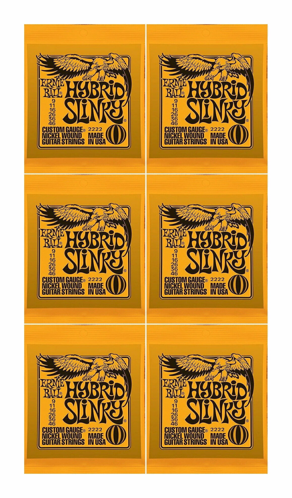 【メール便 送料無料 代引不可】【6セット】ERNIE BALL アーニーボール 2222 09-46 HYBRID SLINKY エレキギター弦