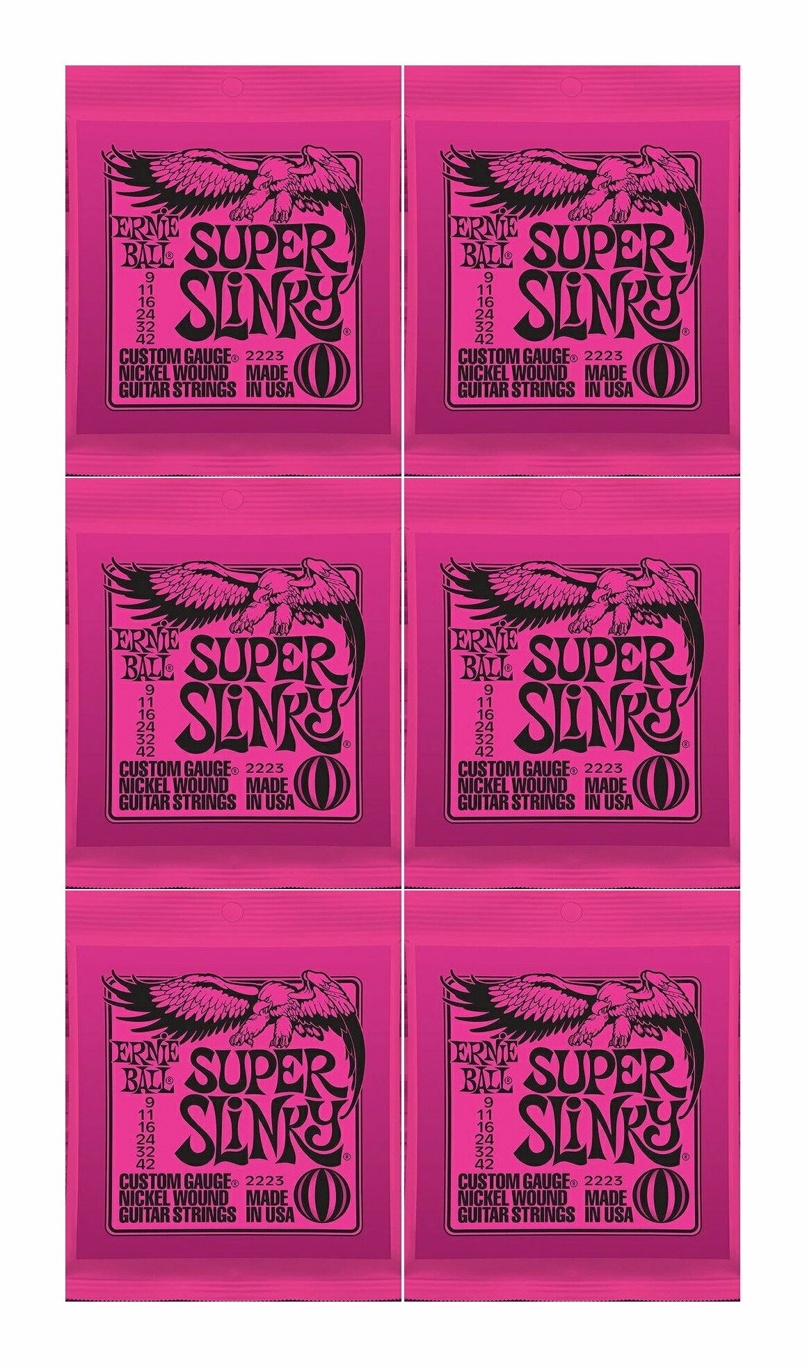 【メール便 送料無料 代引不可】【6セット】ERNIE BALL アーニーボール 2223 09-42 SUPER SLINKY エレキギター弦