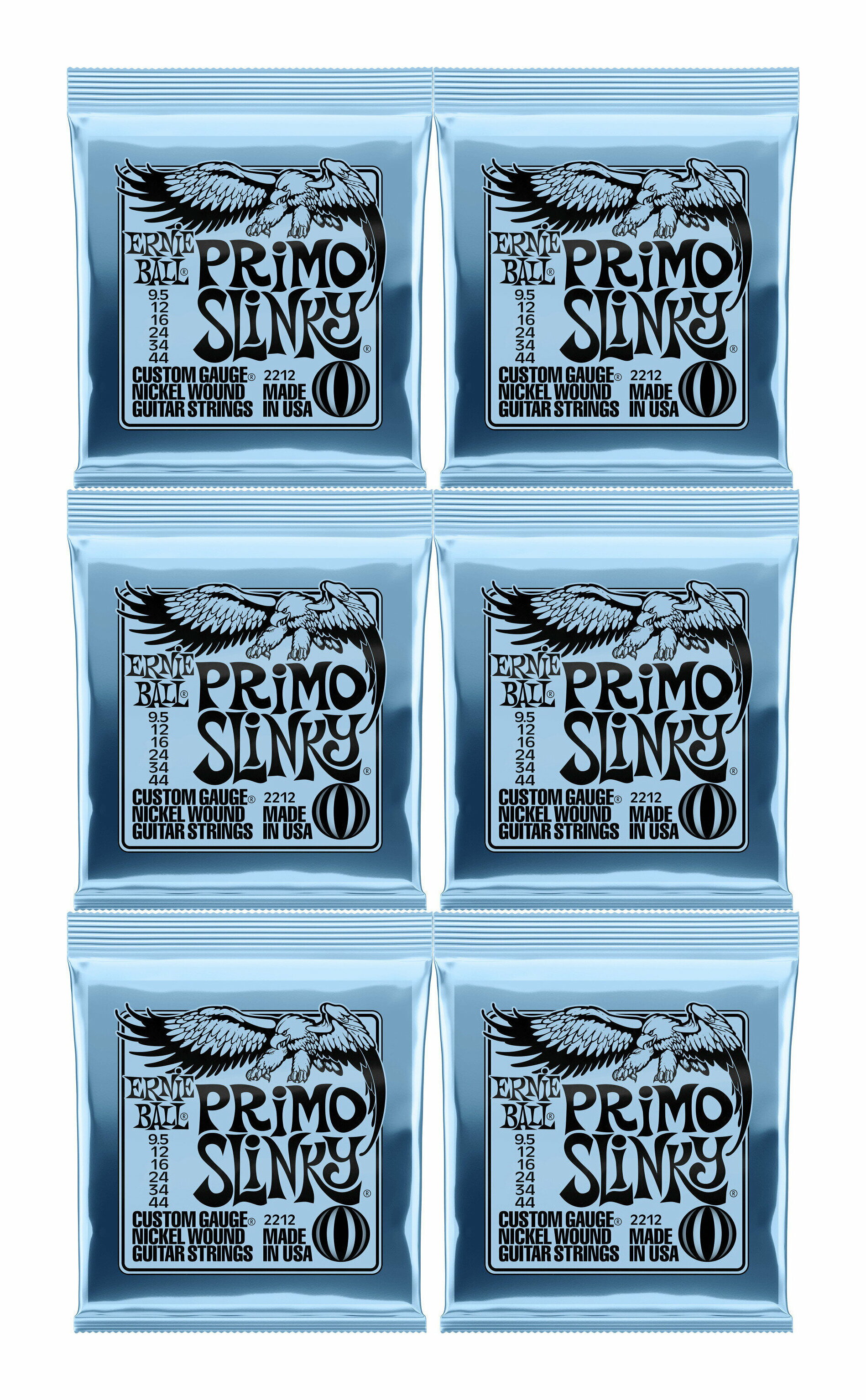 【メール便 送料無料 代引不可】【6セット】ERNIE BALL アーニーボール 2212 9.5-44 PRIMO SLINKY エレキギター弦