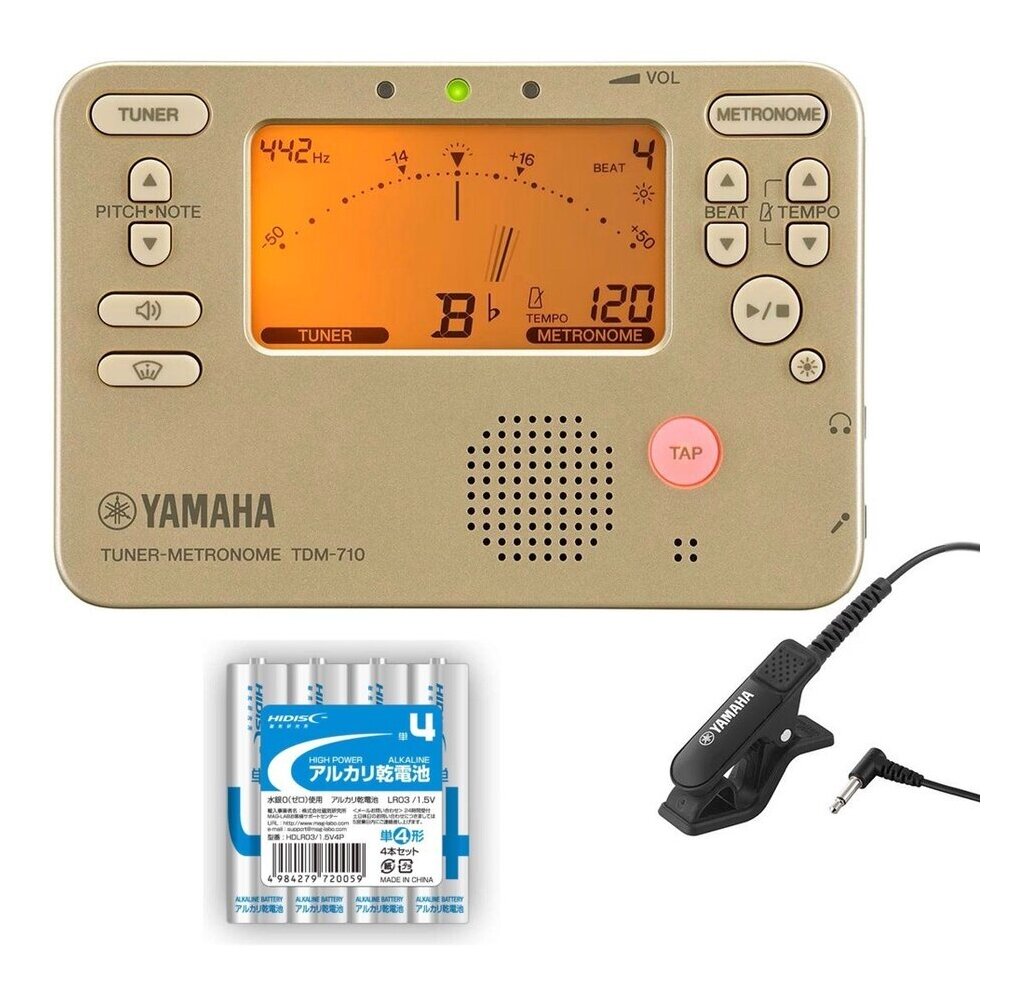【メール便・送料無料・代引不可】YAMAHA TDM-710GLM/単4電池×4本付 マイク付属セット チューナー/メトロノーム(ゴールド) + コンタクトマイ...