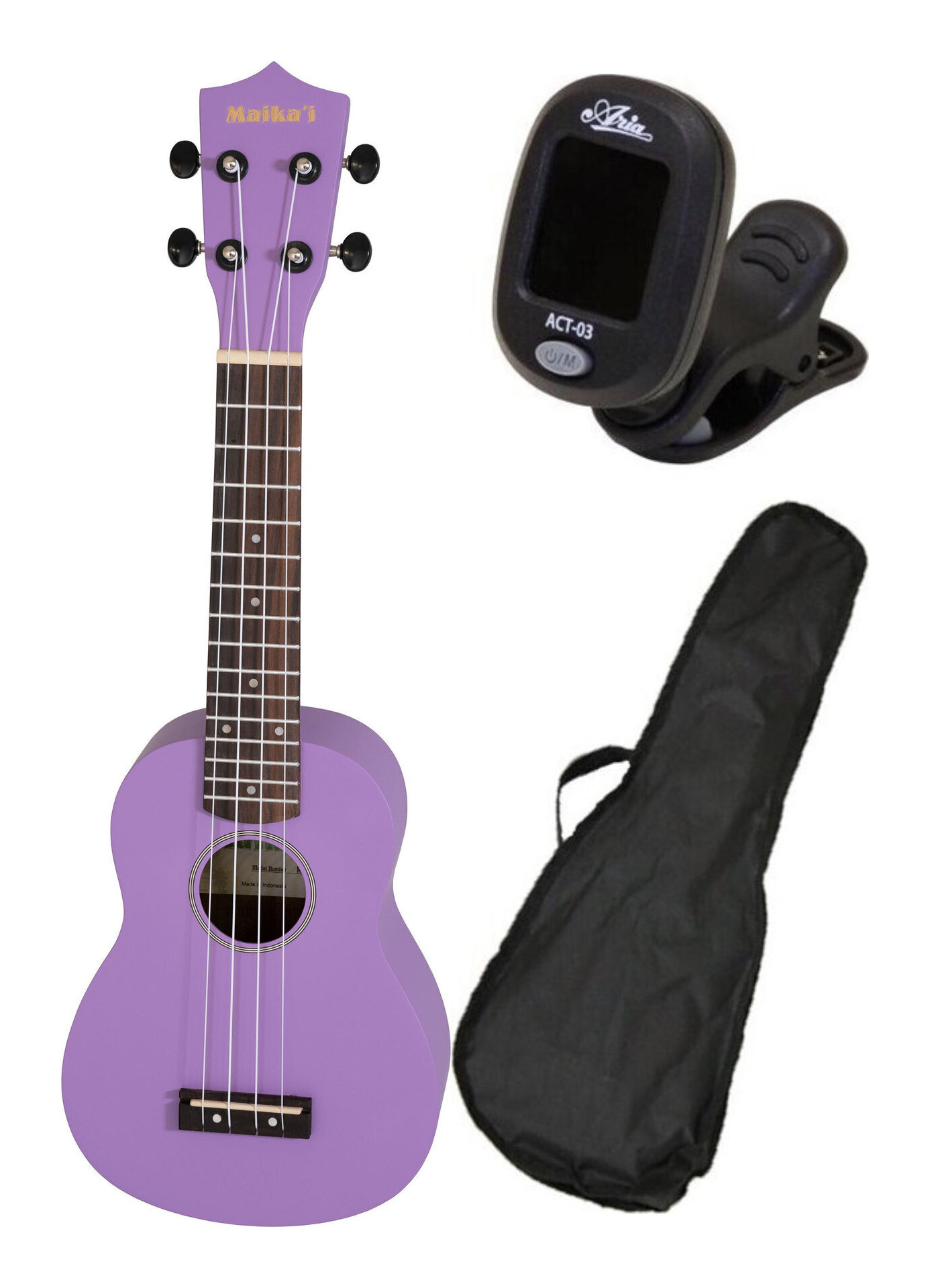 【送料込】Maika’i MKU-1/PP/チューナー+ケース付 (パープル) ソプラノウクレレ ギヤペグ