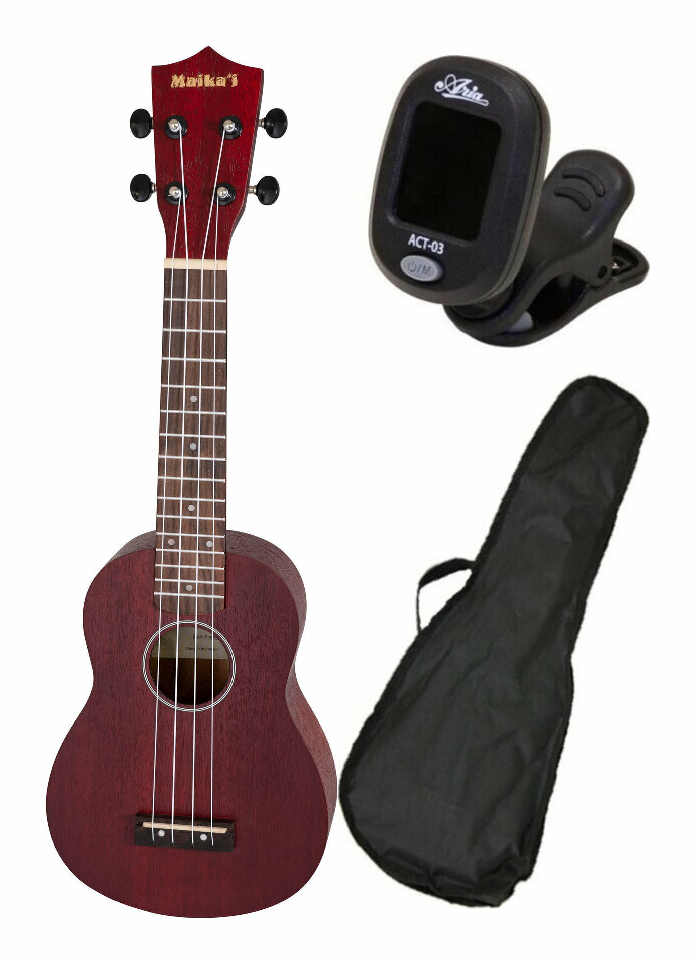 【送料込】Maika’i MKU-1/RD/チューナー+ケース付 (レッド) ソプラノウクレレ ギヤペグ
