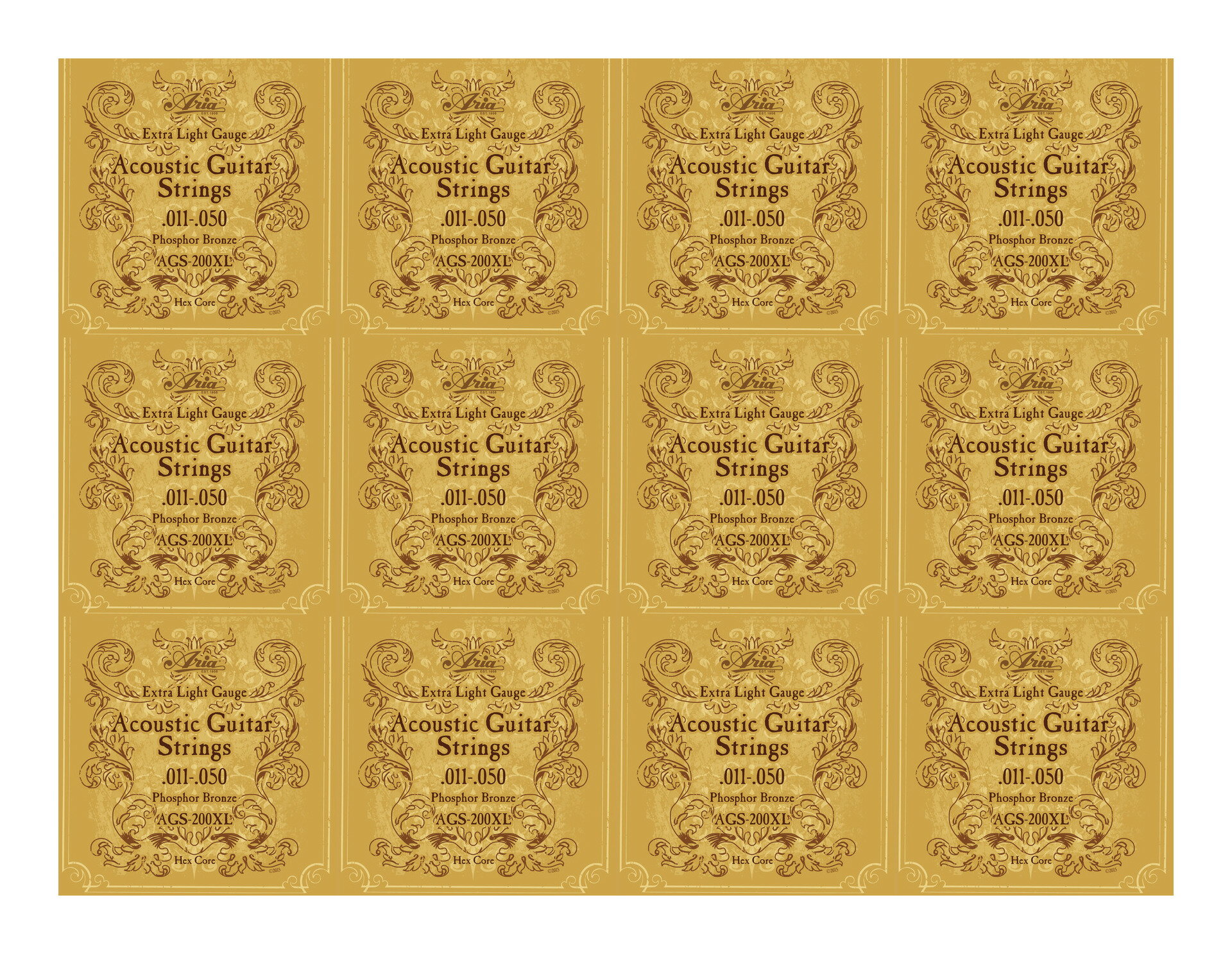 こちらの商品はメール便で発送します。詳細についてはこちらを必ずご確認ください。アコースティック弦・セット（エクストラ・ライトゲージ）フォスファー・ブロンズ[011,015,023,030,039,050]