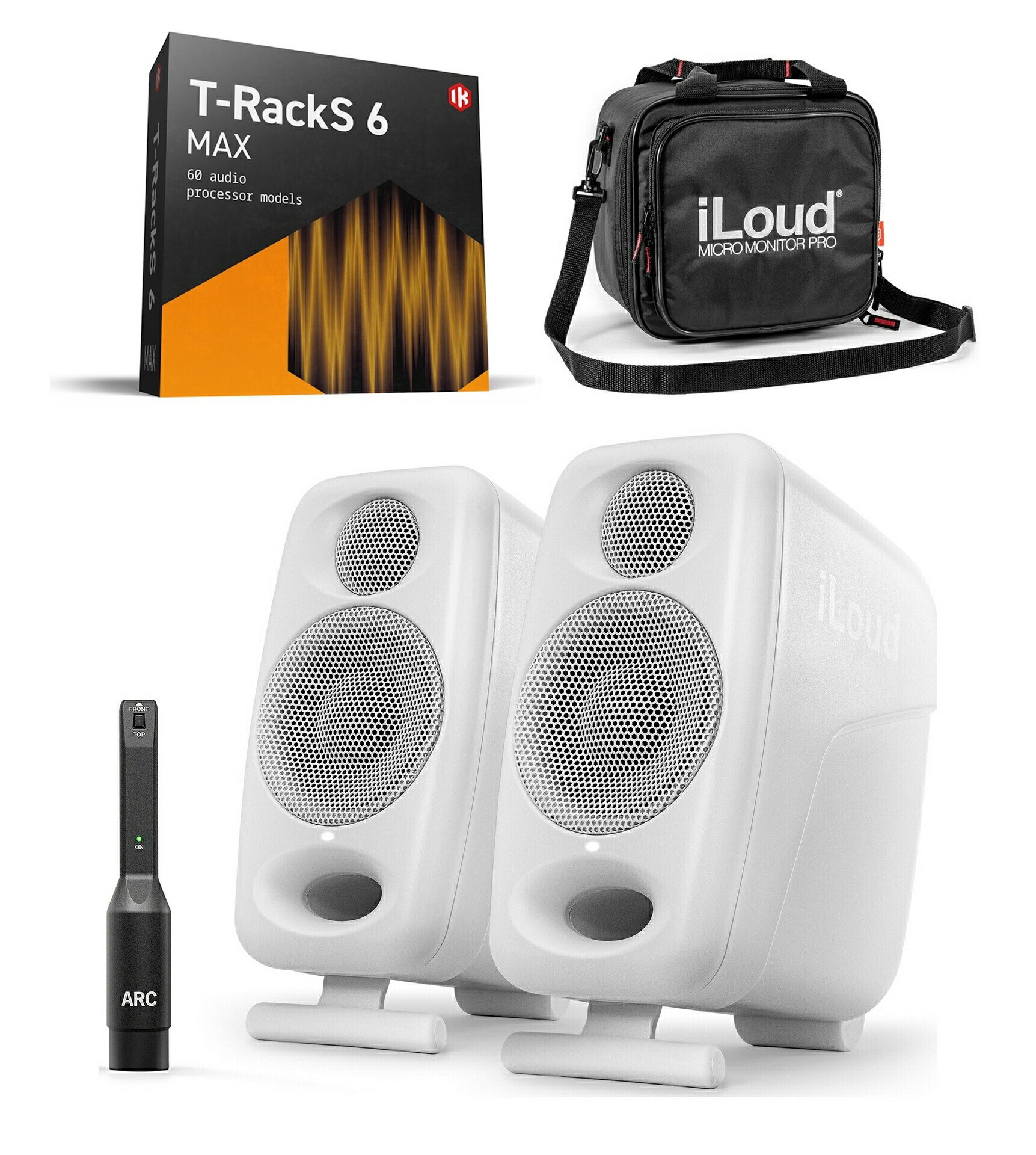 どこでも、スタジオ品質のサウンドをiLoud Micro Monitor Proは、スタジオ、自宅、外出先など、場所を問わずに正確なミキシングを可能にするコンパクトなモニター・スピーカーです。iLoud Micro Monitor Proは、iLoud Micro Monitorの可搬性はそのままに、プロのミュージシャンやエンジニアが妥協することなく、どんな場所でもミックス作業できることをコンセプトに設計されています。iLoud Micro Monitor Proには、iLoud MTM MKIIや、フラッグシップ・モデルのiLoud Precisionと同じARCルーム補正機能が内蔵されています。あらゆる音楽的ニュアンスを逃すことなく、さまざまな場所で正確なミキシングを行うためのセットアップを構築する、最適な選択肢となるでしょう。・旅先や、限られたスペースに最適な超小型の筐体・クリアでパワフルなサウンド。ピークSPLは107 dB(1m)・正確なリスニングのためのフラットで誇張のない周波数特性・50 Hzまで再生可能な十分な低音・完璧なトランジェント・レスポンスとリニアな位相を実現する高度なDSP・最新のARCルーム補正機能を内蔵し、あらゆる空間に対応・X-MONITORに対応、ソフトウェアから詳細にカスタマイズ可能・大規模スタジオでのセカンド・リファレンス・モニターとして最適・折りたたみ可能な角度調整スタンド、マイク・スタンド対応の3/8インチ・ネジ穴を装備*本モデルにBluetooth機能は搭載されていません。また、各スピーカーは独立して動作するため、iLoud Micro Monitorのようにスピーカー間を繋ぐリンク・ケーブルは付属しません。コンパクトな設計、どこにでもフィットiLoud Micro Monitor Proは、最も要求の厳しいミックス・エンジニアやオーディオ愛好家が、音質的な犠牲を払うことなく、どんな場所でも作業したり、音楽を楽しんだりできるように設計されています。折りたたみ可能なアイソレーション・スタンド、マイク・スタンド対応の3/8インチ・ネジ穴を装備しており、デスクトップにそのまま設置、マイク・スタンドへの取り付けはもちろん、オプションの専用ブラケットでスタジオの天吊り、壁掛け用としての導入も容易です。サイズを超えたサウンドiLoud Micro Monitor Proは、わずか1.4 kgの本体に、高効率の50W RMS Class-Dアンプとカスタム設計ドライバーを搭載。最大SPLはスピーカー1本あたり95 dBを超え、同サイズのスピーカーの倍以上の出力を実現します。自社製の高性能3インチ・ロングスロー・ウーファーと1インチ・シルクドーム・ツイーターから出力される音像は正確でソリッド。すべてのユニットを同一のクオリティに保つ厳しい検査を経て、製造、出荷されています。最新のテクノロジーiLoud Micro Monitor Proに搭載された高度なDSPは、オーディオ・マニアも納得の高解像度アルゴリズム、クロスオーバー、フィルタリング、タイム・アライメント、イコライゼーション、ダイナミック・コントロール、オート・キャリブレーションなど、すべてのオーディオ機能を高いレベルで処理します。A/D変換は今日の最高水準ともいえる品質を確保し、原音そのままのリスニング体験を提供します。どこでも、スタジオ品質のサウンドをiLoud Micro Monitor Proは、50 Hz~20 kHz+/-2 dB(42 Hz~22 kHz-10 dB)とフラットな周波数特性により、誇張や色付けのない、透明で忠実なサウンドを提供します。リニアフェーズ・クロスオーバーによるコヒーレントな時間特性、明瞭な音像と相まって、ミックスの細部、トランジエントも、驚くほど高精細に聴取可能です。長時間のリスニングでも耳が疲れにくく、適切なミックスを素早く決定できるでしょう。ARCルーム補正機能を内蔵コンパクトなモニター・スピーカーは、コントロール・ルームからツアー先のセットアップまで、あらゆる場所での利用を想定しなければなりません。iLoud Micro Monitor Proは、最新のARCルーム補正機能を内蔵しています。背面のマイク入力にARC MEMSマイク(シングルの場合は別売)を接続し、USBをMac/PCに接続してX-MONITORを起動すると、4箇所での測定、解析、ルーム補正を行い、どんな空間でも精細で、信頼性の高いモニタリングを実現します。すばやくセットアップしたい時は、背面のCALボタンを長押しすることで、コンピューターを使うことなく、1箇所での測定、解析、ルーム補正を適用することもできます。X-MONITORに対応iLoud Micro Monitor Proは、iLoud Precisionシリーズで実績のあるX-MONITORソフトウェアに対応しました。数々の賞を受賞したX-MONITORは、スピーカー背面のボタンよりさらに詳細なボイシングを可能にし、iLoud Micro Monitor Proを完全にコントロールします。さまざまなモニター環境をエミュレートX-MONITORには、スタジオ定番モニターの周波数と位相特性をエミュレートした「ボイス」も、20種類以上収録されています。過去に聴き慣れた機種、クライアントが家で使っている機種のボイスを選択すれば、ミックスを客観的に判断するのに役立つでしょう。主な特徴・どこでも、最高のサウンドを・移動や設置がしやすい、コンパクトで軽量(1.37 kg)設計・50 Hz~20 kHz±2 dBの超フラットな周波数特性による、透明で忠実なサウンド・LF EXTENSION、LF/HF調整、デスク・ポジション用の設定スイッチ・X-MONITORにて、スタジオ定番モニター・スピーカーの周波数と位相特性をエミュレート(20種以上)・妥協のないハードウェア設計・デジタル制御の高効率50W RMS Class-Dアンプを搭載・カスタム・メイドの3インチ・ウーファー、1インチ・シルクドーム・ツイーター・大型スピーカーと同等の、ピークSPL 109.5 dB(1m)を実現・高度なカスタマイズとファームウェアの更新が可能なX-MONITORソフトウェアが付属・折りたたみ可能な角度調整スタンド、マイク・スタンド対応の3/8インチ・ネジ穴を装備仕様・スピーカータイプ:2ウェイ、バイアンプ仕様、デジタルコントロールスコンパクトタジオモニター・LFドライバー:3インチ、セルロース樹脂含有カスタムメイドミッドウーファー・HFドライバー:1インチ、低歪み、シルクドームツイーター・DSPによる低域反射補正・スピーカー1本あたりの内蔵アンプ数:2・アンプタイプ:高効率Class-D・総出力:50 W RMS・LF出力:30 W RMS・HF出力:20 W RMS・クロスオーバータイプ:デジタル処理、リニアフェイズ・クロスオーバー周波数:2.5 kHz・周波数特性:50 Hz~20 kHz±2 dB(42 Hz~22 kHz＠-10 dB)・位相特性:±30°(500 Hz~20 kHz)・感度(XLR入力):-10 dBuの信号で90 dBのSPL(＠1 m)・感度(RCA入力):-22 dBuの信号で90 dBのSPL(＠1 m)・連続最大SPL(自由空間):94 dB(1本のスピーカー1 mの距離で再生、ANSI-2034 Weightedピンクノイズ)・ピークSPL(自由空間):107.3 dB(1本のスピーカー1 mの距離で再生、ANSI-2034 Weightedピンクノイズ)・ピークSPL(ハーフスペース):107.3 dB(1本のスピーカー1 mの距離で再生、ANSI-2034 Weightedピンクノイズ)・調整用スイッチ:LF Extension、LF trim、HF trim、Desk position・LF Extensionスイッチ:50/80 Hzから、-3 dBの周波数ポイントを設定・LFスイッチ:+2 dB/ フラット/-3 dBから、100 Hz以下のローシェルフのトリムを設定・HFスイッチ:+2 dB/フラット/-2 dBから、8 kHz以上のハイシェルフのトリムを設定・Deskスイッチ:-3 dB＠250 Hz、+4 dB＠1.2 kHz・キャリブレーション:フルオートのデジタルキャリブレーションを内蔵・DSPによるフルコントロール・X-MONITORコントロールソフトウェア付属(macOS/Windows)・トータルレーテンシー(TOF):3.00 mS・接続端子:バランス入力(XLR)、アンバランス入力(RCA)、USB Type-C、AC電源インレット・電源:90 V~240 V AC自動切換え、50/60 Hz、最大電流1 A内容品・iLoud Micro Monitor Pro・電源ケーブル・USB-A to USB-Cケーブル1.5 m・ARCマイクロフォン・ARCマイクロフォン用クランプ寸法と重量・外形寸法:106 mm×206 mm×158 mm(1本あたり)・重量:1.37 kg(1本あたり)