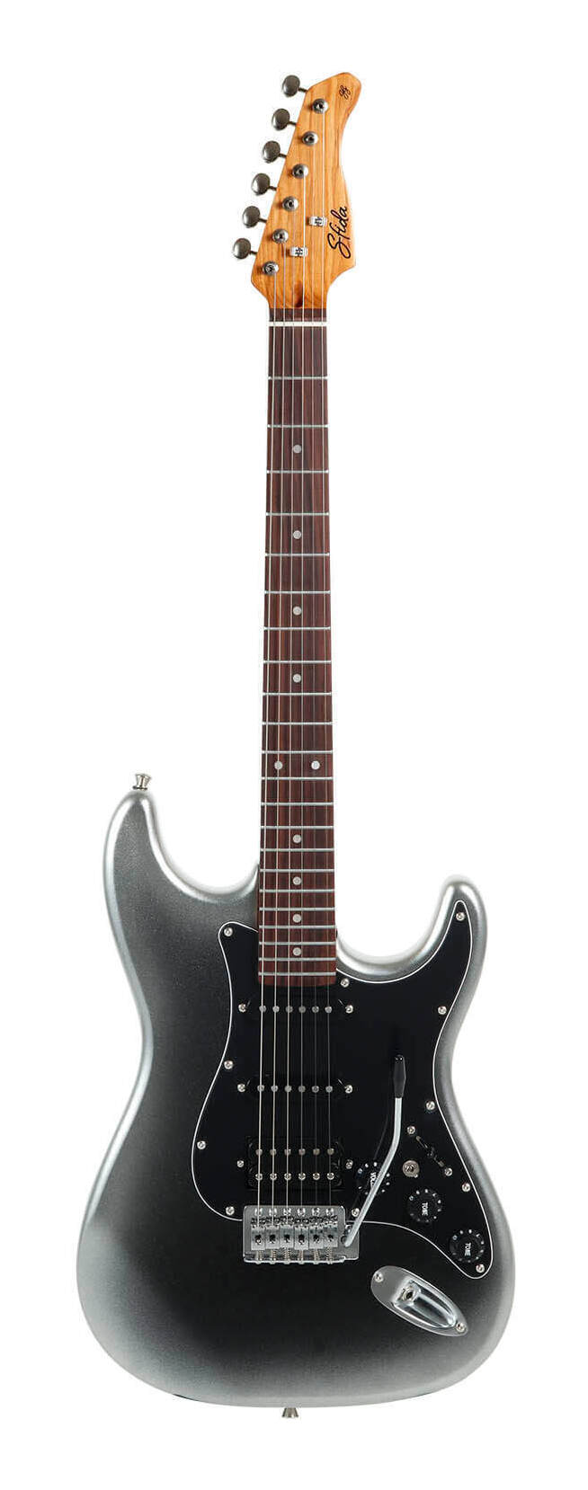 こちらの商品はお取り寄せとなります。3日～1週間ほどでお届け可能です。メーカー品切の際はお時間を頂きます。※画像は撮影用商品のため、お届けの際の商品とは異なります。定番のSTスタイルをベースに設計された「SST-600」は、アルニコ・ピックアップを搭載したSSHレイアウトを採用。ネックにはローステッド・メイプル、指板にはローズウッドを採用。耐久性が高く、歪みに強いだけでなく、明瞭で伸びのあるサウンドを実現します。外観は、シルバー/ブラックの2トーンバーストにブラックのピックガード＆コントロールパーツを組み合わせたシックなルックス。高い機能性と手に取りやすい価格を兼ね備えた、コストパフォーマンスに優れた1本です。搭載されるピックアップは、Sfidaブランド専用に設計されたものです。リアポジションのハムバッカーには、シングルコイル・トーンに切り替え可能なコイルタップ機構を備えており、独立したミニスイッチにより演奏中でもスムーズに切り替えが行えます。ローステッド・メイプルとは、メイプル材を高温で熱処理し、内部の水分や油分を取り除くことで、長年使い込まれた木材に近い状態へ仕上げた素材です。この工程により、木材の歪みやねじれが起こりにくくなり、耐久性が向上。さらにサウンド面では、音の明瞭さやクリアさが増し、音の伸びや豊かな響きを得られます。もともとはハイエンド楽器にのみ使われていた技術ですが、近年はビギナー向けの価格帯にも採用されるようになり、手軽にそのメリットを体感できるようになっています。Sfida(スフィーダ)製品は、海外拠点の中でも最も高い技術力を誇る工場を採用し、Sfida専任スタッフが品質管理を徹底。高いパフォーマンスを安定して提供いたします。現地工場での厳格な出荷前検品に加え、キクタニミュージック内の専門部署にて、最終検品および出荷前の調整も実施しております。お客様に安心して製品をご使用いただけるよう、万全の体制で品質管理に取り組んでいます。スペックBody:PoplarNeck:Roasted MapleNeck Joint:Bolt-onNumber of Frets:22Fingerboard:RosewoodFingerboard Radius:305Nut Material:BoneNut Width:42mmScale:25.5inchBridge:Vintage Style TremoloPickup:Sfida Original Alnico Pickup(S-S-H)Control:1 Volume,2 Tone,5-Way Switch,Coil-TapBody Finish:Gloss付属品:レンチ、ギグバッグ生産国:中国※商品の仕様、価格並びに付属品などは予告なく変更することがあります。※製品の特性上、製造過程で微細な研磨痕や擦れが生じることがございます。これらは製品の品質や性能に影響を及ぼすものではございません。※お使いのブラウザや環境により実際の商品と色が異なる場合がございます。