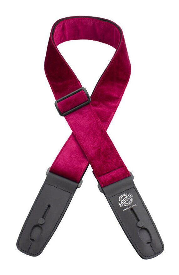 LOCK-IT LIS 019 CV2-RED クラッシュベルベット Red ストラップピンロック機能付 ギター ストラップ