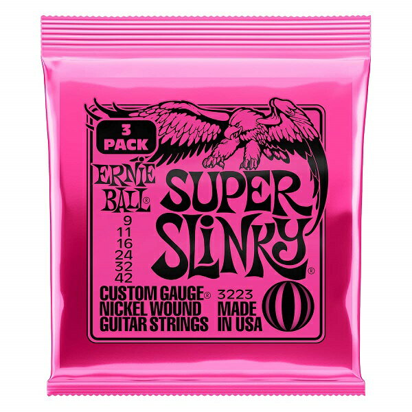 【送料無料】ERNIE BALL アーニーボール 3223 09-42 SUPER SLINKY 3セットパック エレキギター弦
