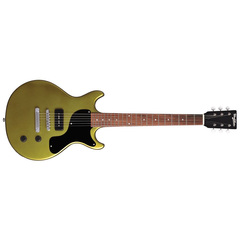 【お取り寄せ】※メーカー品切れの場合、お時間をいただく場合もございます。お急ぎの方はお手数ですが、ご注文の前にメールで在庫の確認のお問い合わせを下さい。ボディとネックはマホガニーで、指板はパーフェローになります。助六と同じボディのアウトラインを採用しており、助六はアーチドトップボディですが、今回のWS-SR-Jrはフラットトップボディとなります。ピックアップはセイモアダンカンのSTK-P1を1基のみ搭載しています。このピックアップはソープバータイプですがコイルが上下に分かれているスタック構造を採用していますので、ハムキャンセリング効果があり低ノイズを実現しています。コントロールもボリュームとトーンのみのシンプルな構成です。ブリッジはトラディショナルなチューン・マティックスタイルで、定番のストップ・テールピースとのコンビネーションとなっています。BODY Mahogany (thickness 45mm)NECK MahoganyFINGERBOARD Pau Ferro, 22fretsSCALE 628mmNUT Bone (43mm)INLAY DotCONSTRUCTION Set-neckTUNER Vintage Style w/Plastic ButtonBRIDGE BM 002 & TS 001PICKUP Seymour Duncan STK-P1bCONTROLS Volume, Tone※画像は撮影用商品のため、お届けする商品とは木目、色などの外観が異なります。