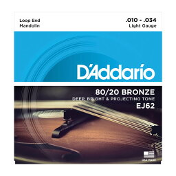 【メール便・送料無料・代引不可】【1セット】D’Addario ダダリオ EJ62[10-34] ループエンド マンドリン弦 80/20ブロンズ