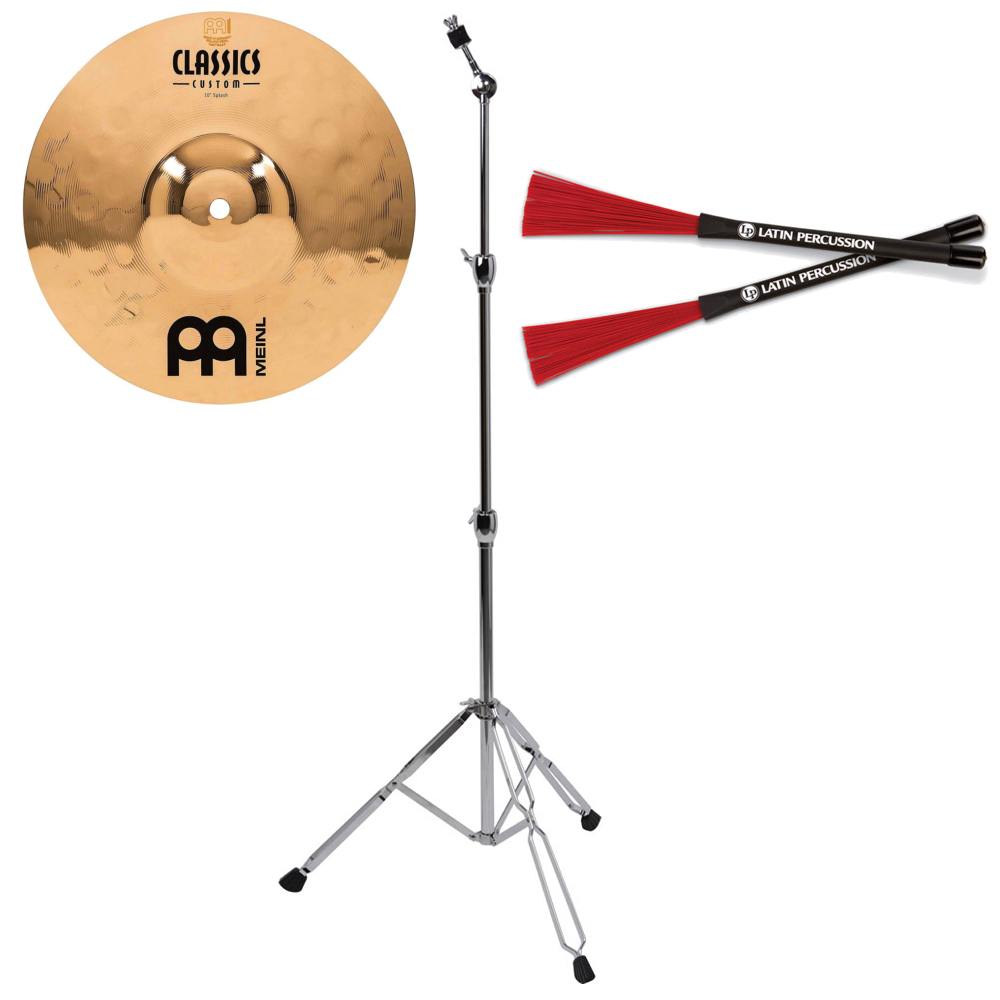 【送料込】 【カホン用】MEINL CC10S-B + CS-01 + LP-CCB スプラッシュ + スタンド + カホンブラシ セット
