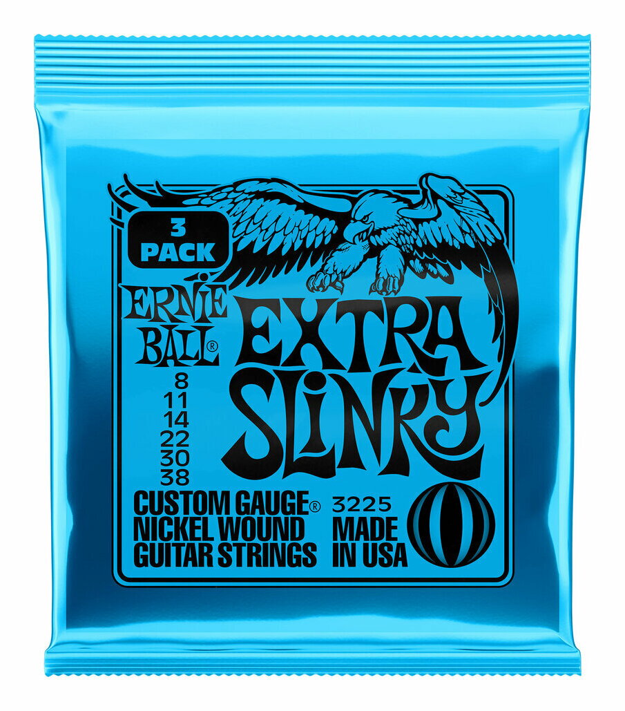 【送料込】ERNIE BALL 3225 [08-38] EXTRA SLINKY 3セットパック エレキギター弦