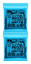 Now available in convenient three-set packs. Ernie Ball Extra Slinky Nickel Wound Electric Guitar Strings are made from nickel plated steel wire wrapped around tin plated hex shaped steel core wire. The plain strings are made of specially tempered tin plated high carbon steel producing a well balanced tone for your guitar. Gauges .008, .011, .014, .022w, .030, .038