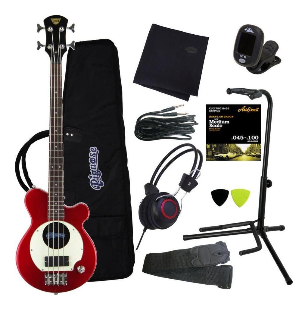 【送料込】【豪華10点セット】Pignose ピグノーズ PGB-200 CA(キャンディーアップルレッド) アンプ内蔵ベース