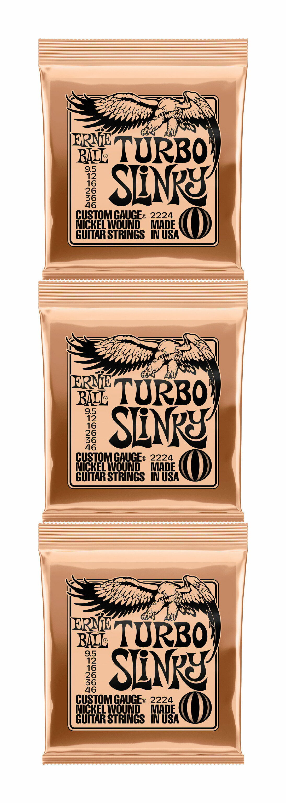 【メール便 送料無料 代引不可】【3セット】ERNIE BALL アーニーボール 2224 9.5-46 TURBO SLINKY エレキギター弦