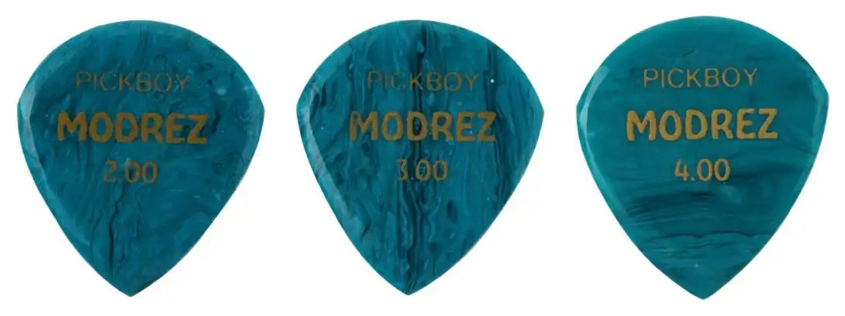 【メール便・送料無料・代引不可】PICKBOY GP-MDZTQ ターコイズ 2.0mm/3.0mm/4.0mm 各1枚計3枚セット MODREZ モダレズ アクリル製 ギター ピック お試しセット