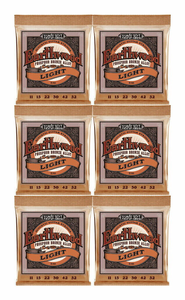 【メール便・送料無料・代引不可】ERNIE BALL 2148 ×6 [11-52] Earthwood Light Phosphor Bronze アコースティックギター弦(2.0)