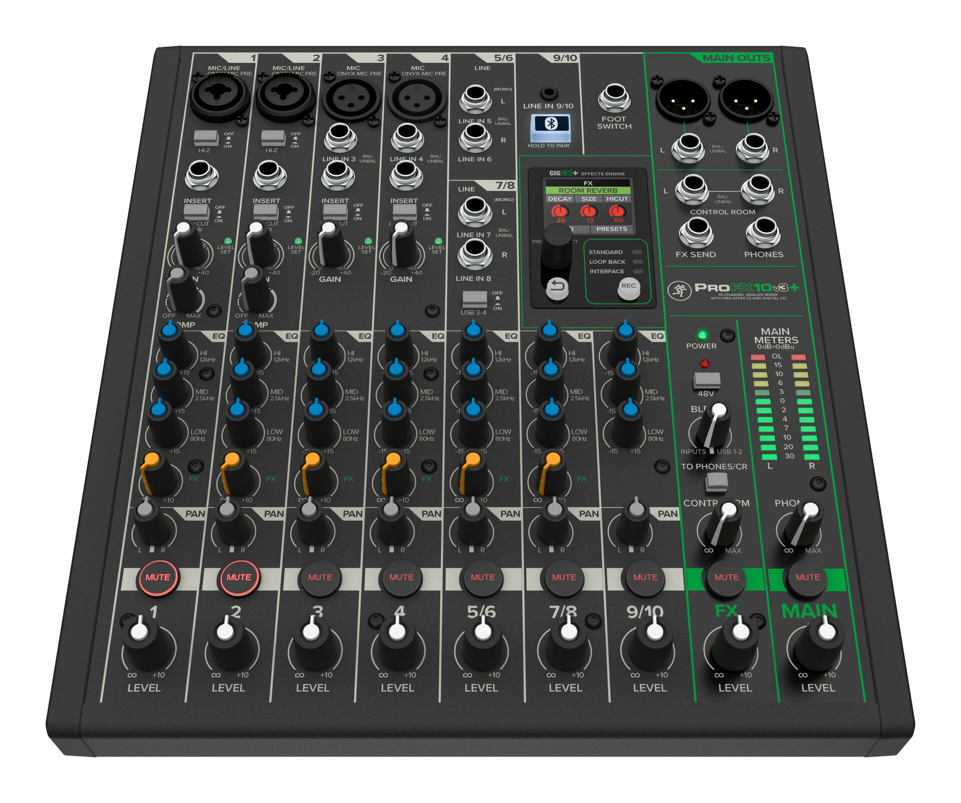【送料込】Mackie ProFX10v3+ 10チャンネルアナログミキサー with Enhanced FX/USBレコーディングモード/Bluetooth