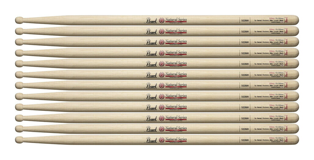 乐天商城 - 【送料込】【6ペア】Pearl パール 103NH ヒッコリー ドラムスティック ナチュラルフィニッシュ [14x384]