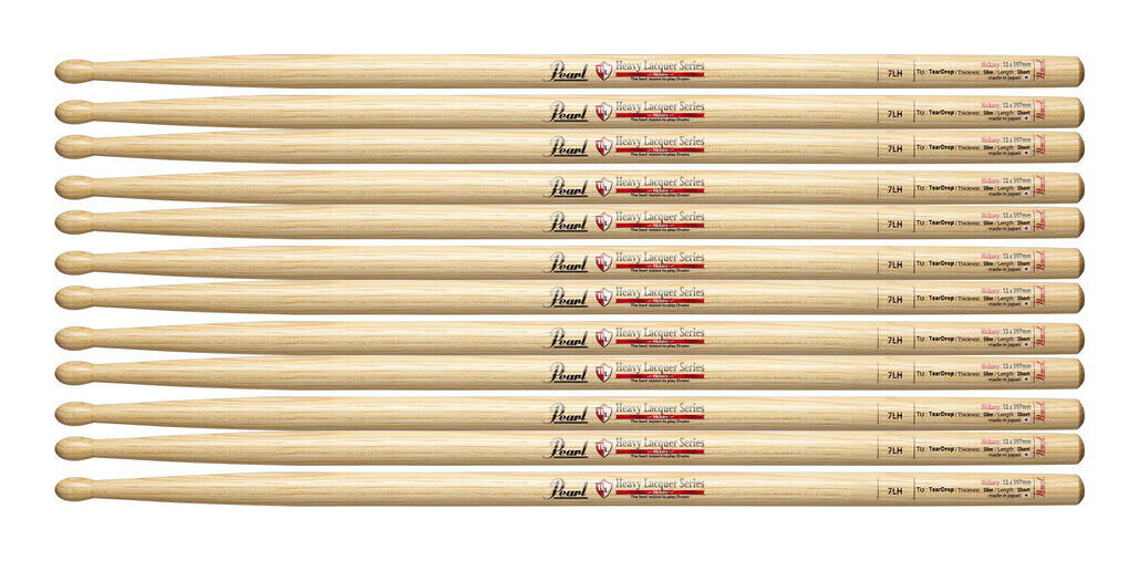 Other - 【送料込】【6ペア】Pearl パール 7LH ヒッコリー ドラムスティック クリアヘビーラッカーフィニッシュ [13x397]