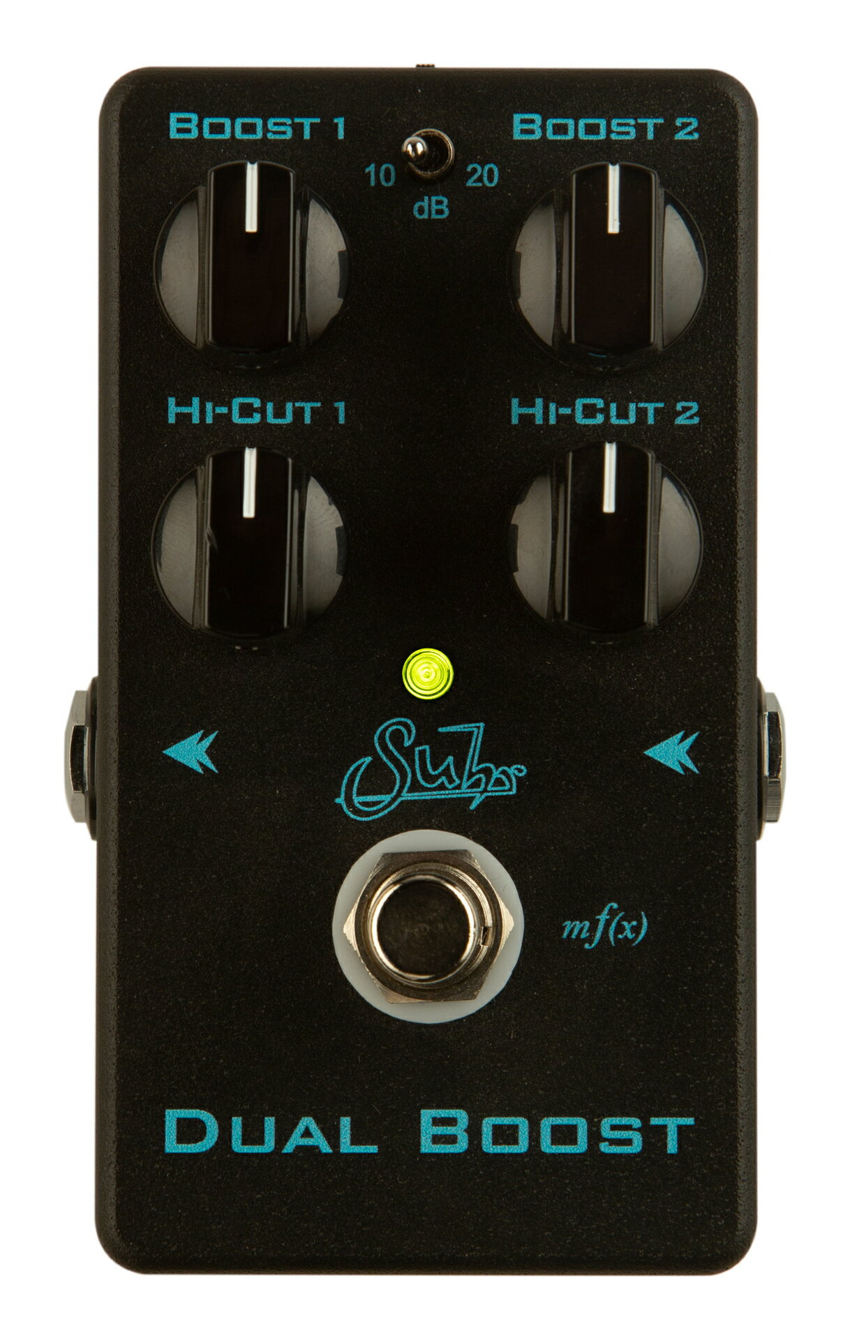 こちらの商品はお取り寄せとなります。3日～1週間ほどでお届け可能です。メーカー品切の際はお時間を頂きます。Dual Boost(Black Edition)2024年夏より、筐体カラーが黒色(Black Edition)にリニューアル!Dual Boostは、コンパクトでペダルボードに優しい筐体に収められた、多用途のデュアルモードの透明なクリーンブーストです。比類のない音質を、使いやすいパッケージで実現することを目指して構築され、最高品質のコンポーネントとオンボードチャージポンプ回路を組み合わせて、純粋なオーディオパス、優れたダイナミクス、広いダイナミックレンジを実現。2つの独立したモード(それぞれ独自のブーストおよびハイカットコントロール付き)、グローバルブーストレンジスイッチ(+10dB/+20dB)、およびSuhr独自の「mf(x)」(マルチファンクションテクノロジー)スイッチングを搭載しています。SPECIFICATIONS入力インピーダンス:1MΩ出力インピーダンス:1KΩ電源端子:9VDC、センターマイナス、2.1mm x 5.5mm(電池使用可)動作電圧:4.5V-9VDC(通常使用は9VDC)最大電圧:10V DC逆電圧保護回路:○過電圧保護回路:○消費電流:21mA推定電池駆動時間:約19時間(アルカリ電池の場合)FX Link端子:1/8′′StereoShield→Tip:Activate Boost 1Shield→Ring:Activate Boost 2FX Link最大電圧:3.3VDCRoHS指令への対応:○寸法:6.4cm(幅)×11.4cm(奥行)×3.2cm(高さ)重量:340g※製品の仕様は予告なく変更される場合があります。