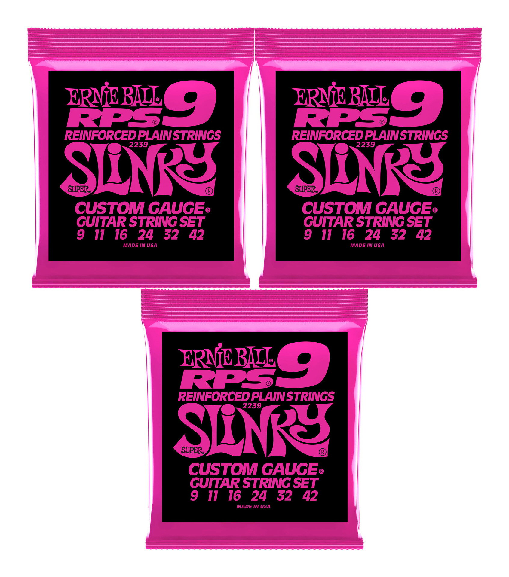 【メール便・送料無料・代引不可】ERNIE BALL 2239/3セット [09-42] Super Slinky RPS エレキギター弦