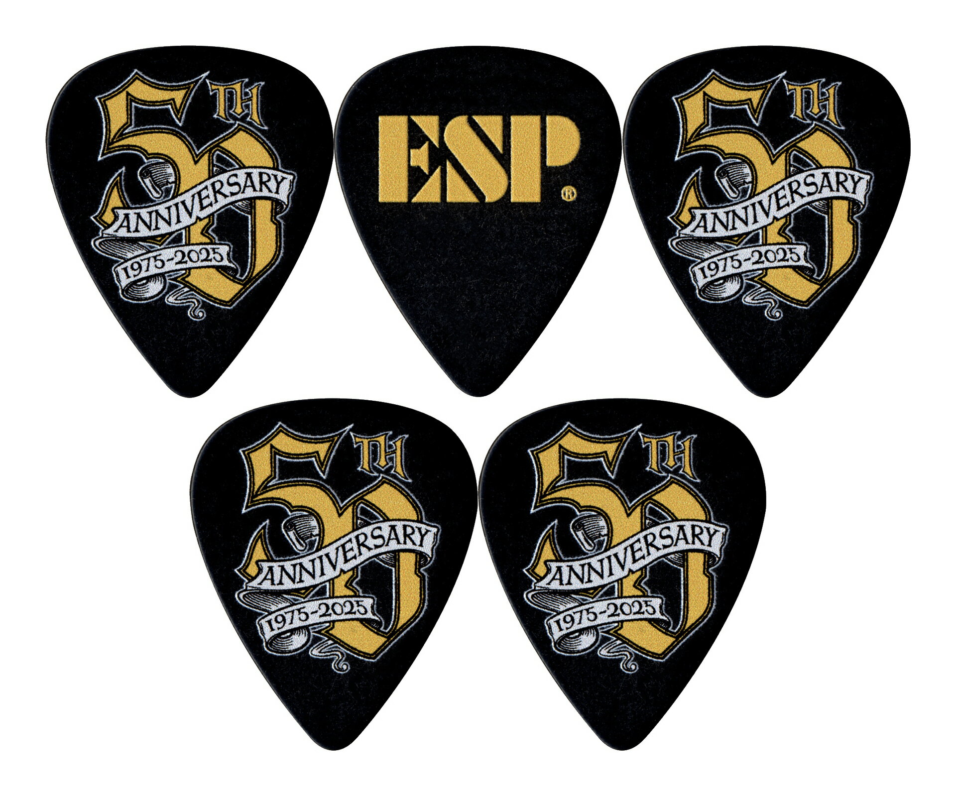 ※画像は撮影用商品のため、お届けの際の商品とは異なります。【ゆうパケット発送】・お問い合わせ番号による郵便追跡サービスがご利用いただけます。※一部定形外郵便発送商品には追跡サービスはございません。・お届けは郵便受けへの投函で完了となります。・日付・時間帯指定はお受けできません。・お届けまで2～5日ほどかかります(お届け地域により異なります)。・繁忙期やお届け地域によっては10日前後かかる場合がございます。・配達の遅延・紛失または破損した場合の補償はございません。・郵便受けに入らないサイズの商品は持ち戻りになる場合がございます。ESP 50th Anniversary Pick50周年ロゴを大胆にプリントした50周年記念ピックです。一般的なティアドロップタイプで、材質はバランスの良い出音が特長のポリアセタールで、厚さは1.0mmになります。材質:ポリアセタール厚さ:1.0mm形状:ティアドロップ