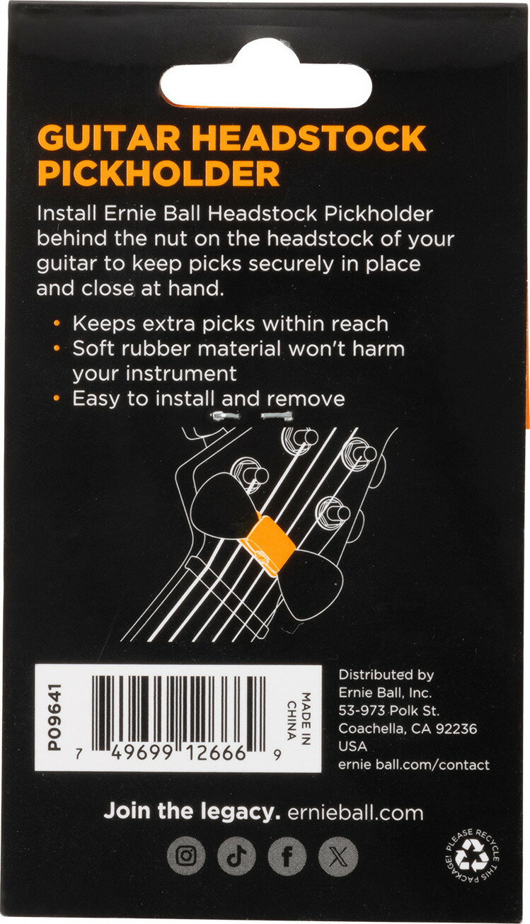 �ڥ᡼���ء�����̵��������Բġ�ERNIE BALL 9641 �����ˡ��ܡ��� Pickholder Guitar Headstock �������إå� �ԥå��ۥ�����ڥݥ����5�ܡ�