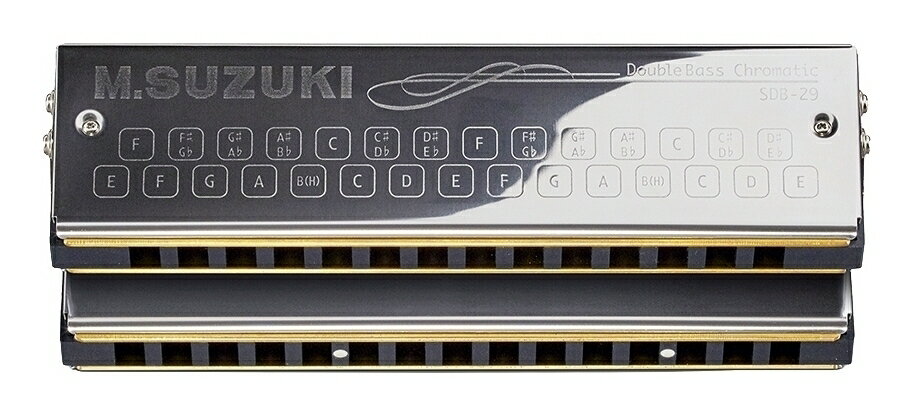 こちらの商品はお取り寄せとなります。3日～1週間ほどでお届け可能です。メーカー品切の際はお時間を頂きます。※画像は撮影用商品のため、お届けの際の商品とは異なります。SDB-39の高音部をカットしたコンパクトなバスハーモニカで、吹いて演奏します。小さいながらもアンサンブルを支える充分な低音を持っています。仕様音域:29穴29音E1～e材質:ステンレスカバー、ABSボディ寸法:221×59×96mm重量:1,080g付属品:ケース