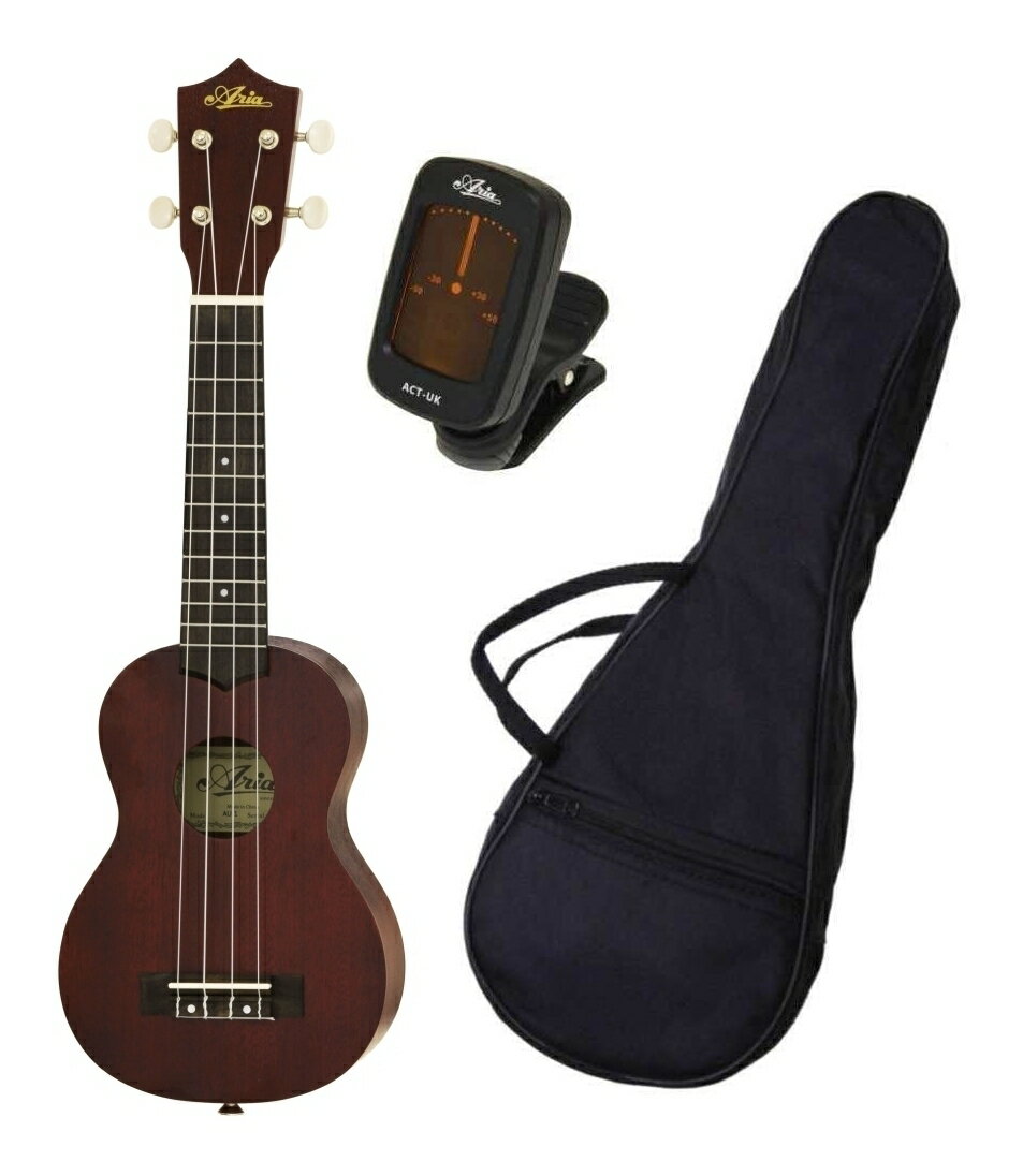 【送料込】【純正チューナー付3点セット】ARIA アリア AU-1 ソプラノ・ウクレレ/ギヤペグ仕様