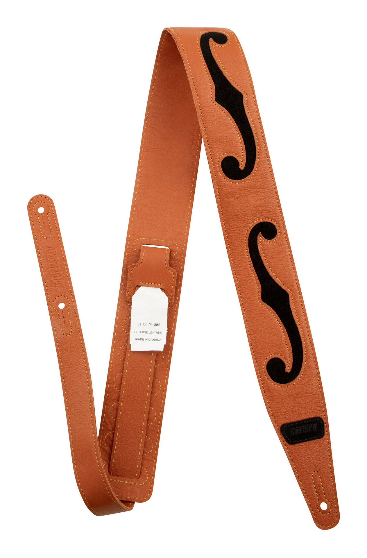 樂天商城 - 【送料込】Gretsch F-Holes Leather Strap Orange and Black 3” グレッチ Fホールデザイン ギター ストラップ