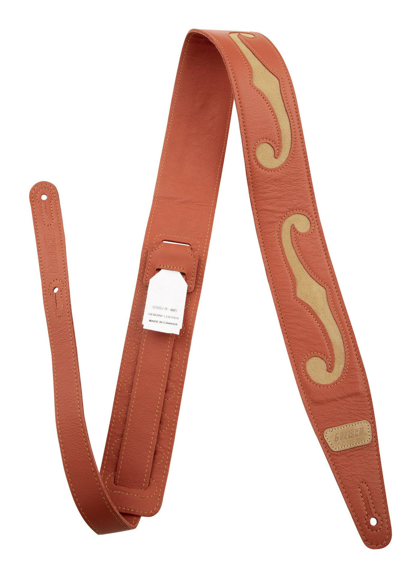 Gretsch F-Holes Leather Strap Orange and Tan 3” グレッチ Fホールデザイン ギター ストラップ